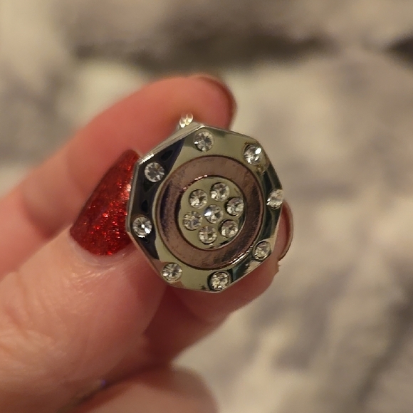 Stainless Steel Silver and Pink Cuff Links with Cubic Zirconia Brand New In Box - Picture 6 of 6